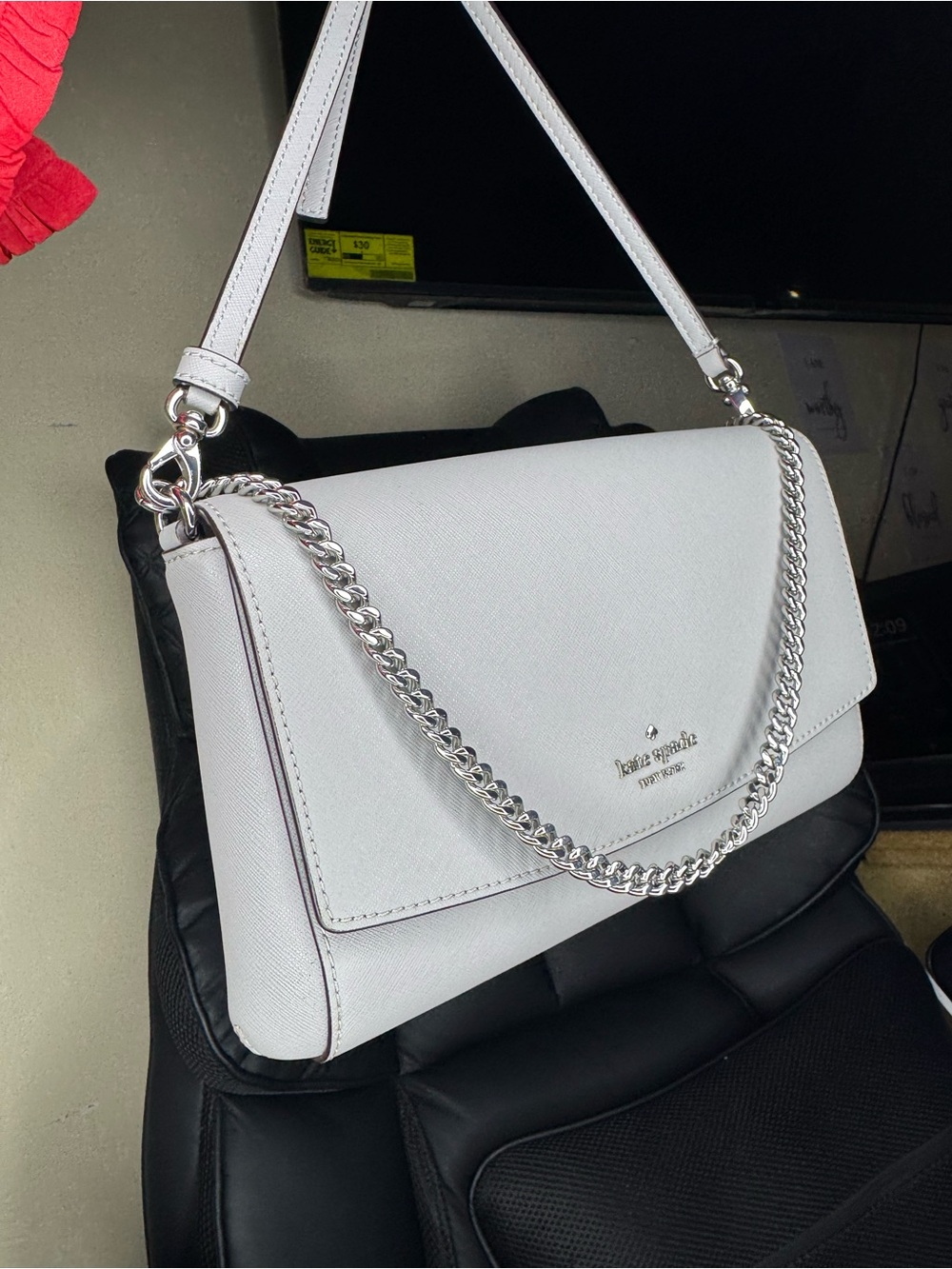 kate spade grey Leather Chain Shoulder Bag